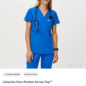 Figs Royal Blue Scrub Top